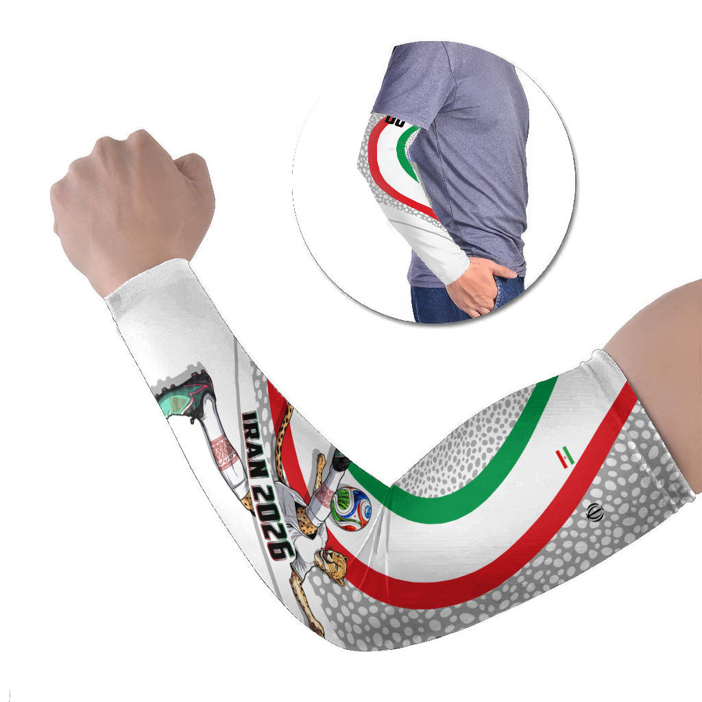 Personalized Iran Football Cheetah Arm Sleeves Persian Cheetah Graphic With Iranian Flag And Symbol