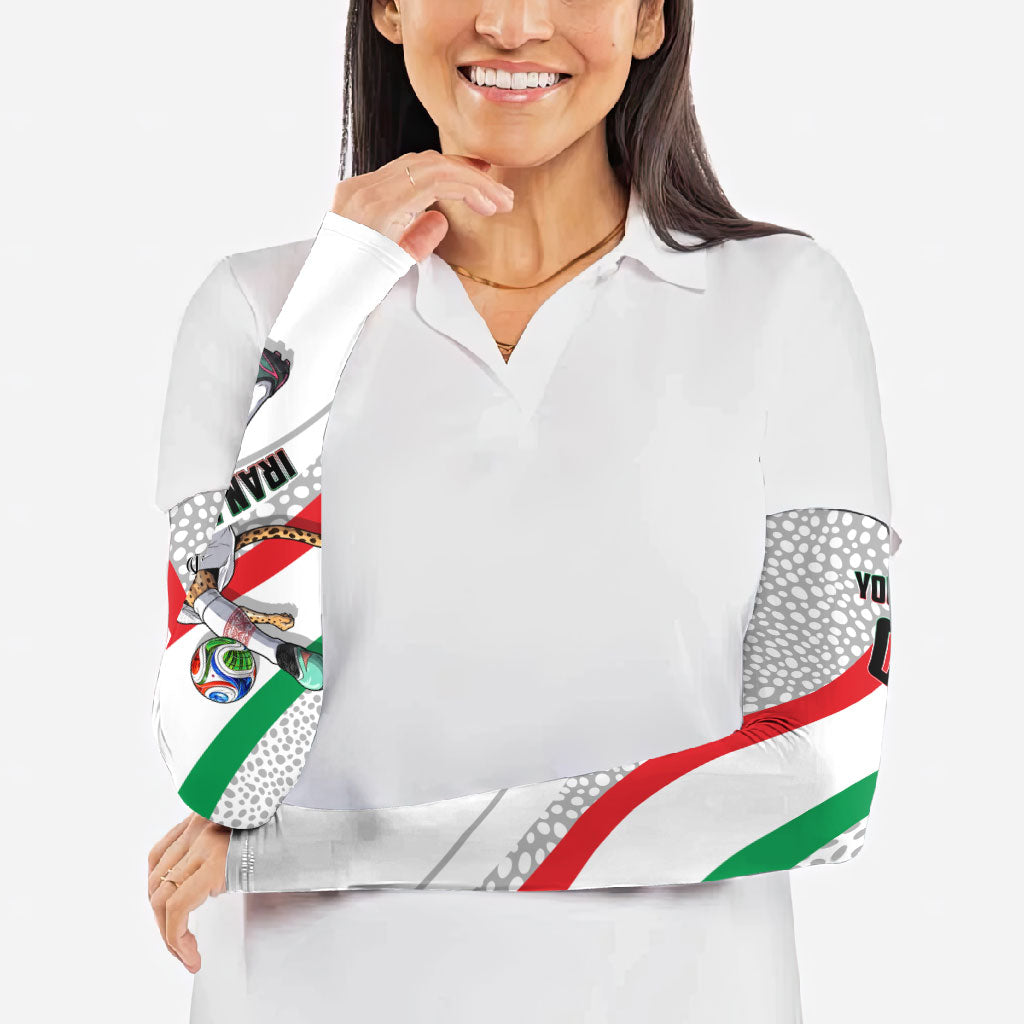Personalized Iran Football Cheetah Arm Sleeves Persian Cheetah Graphic With Iranian Flag And Symbol