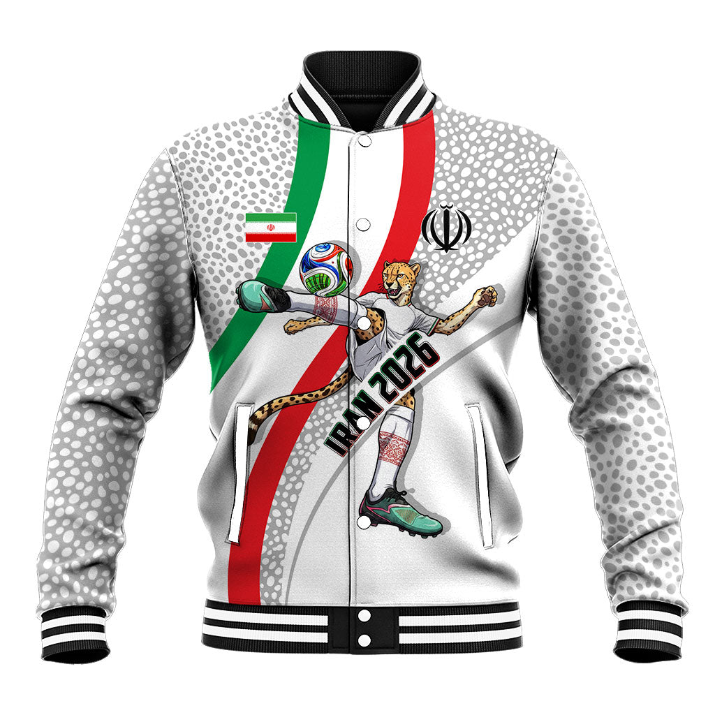 Personalized Iran Football Cheetah Baseball Jacket Persian Cheetah Graphic With Iranian Flag And Symbol