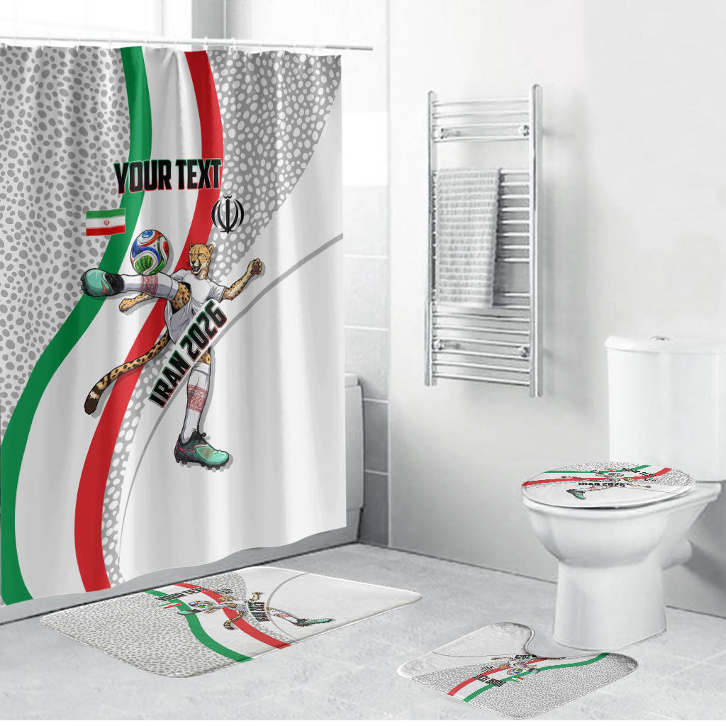 Personalized Iran Football Cheetah Bathroom Set Persian Cheetah Graphic With Iranian Flag And Symbol