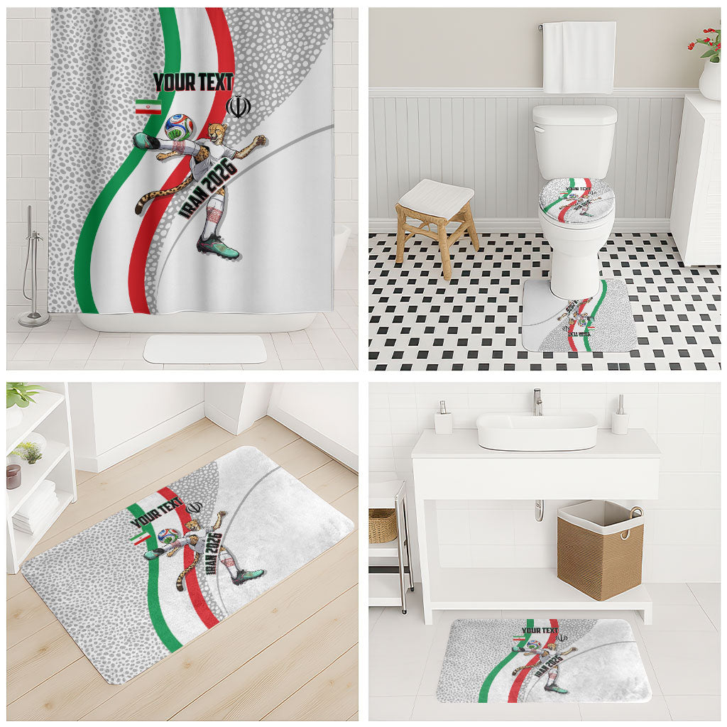 Personalized Iran Football Cheetah Bathroom Set Persian Cheetah Graphic With Iranian Flag And Symbol