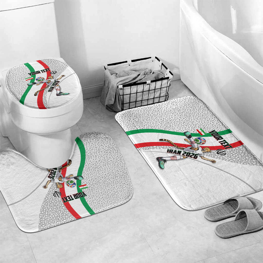 Personalized Iran Football Cheetah Bathroom Set Persian Cheetah Graphic With Iranian Flag And Symbol