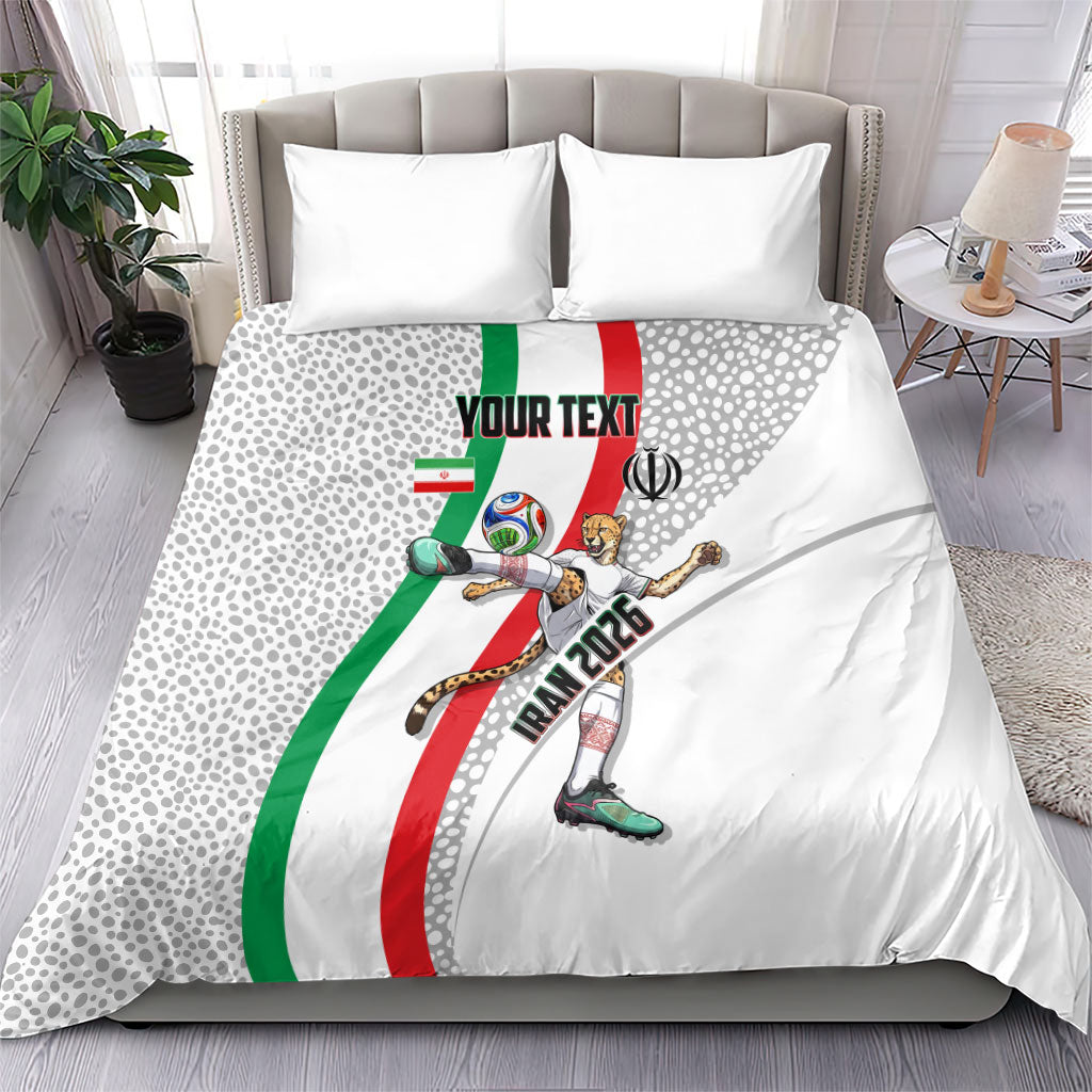 Personalized Iran Football Cheetah Bedding Set Persian Cheetah Graphic With Iranian Flag And Symbol