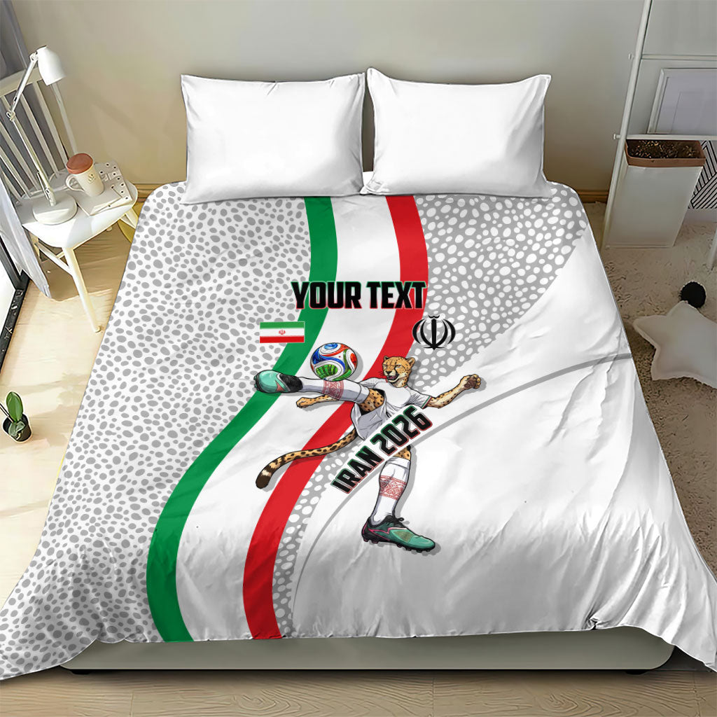 Personalized Iran Football Cheetah Bedding Set Persian Cheetah Graphic With Iranian Flag And Symbol
