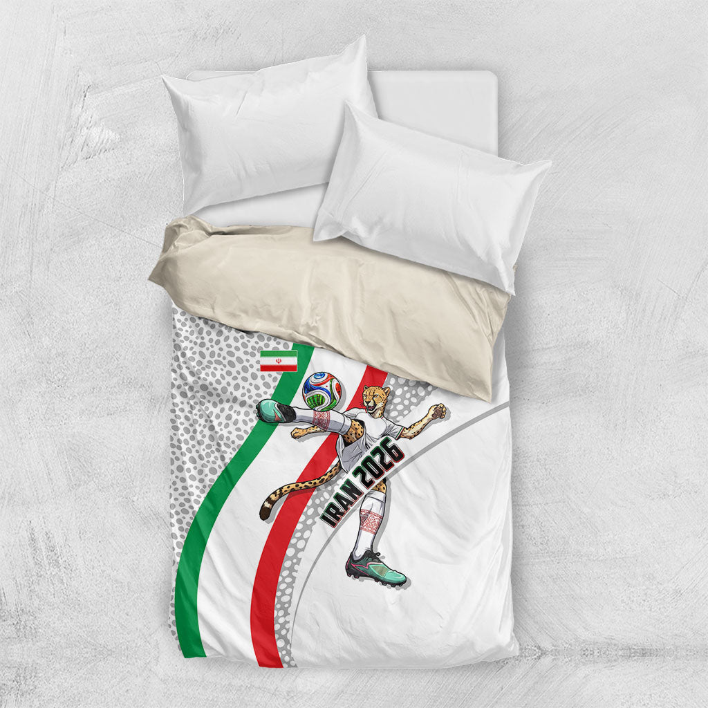 Personalized Iran Football Cheetah Bedding Set Persian Cheetah Graphic With Iranian Flag And Symbol