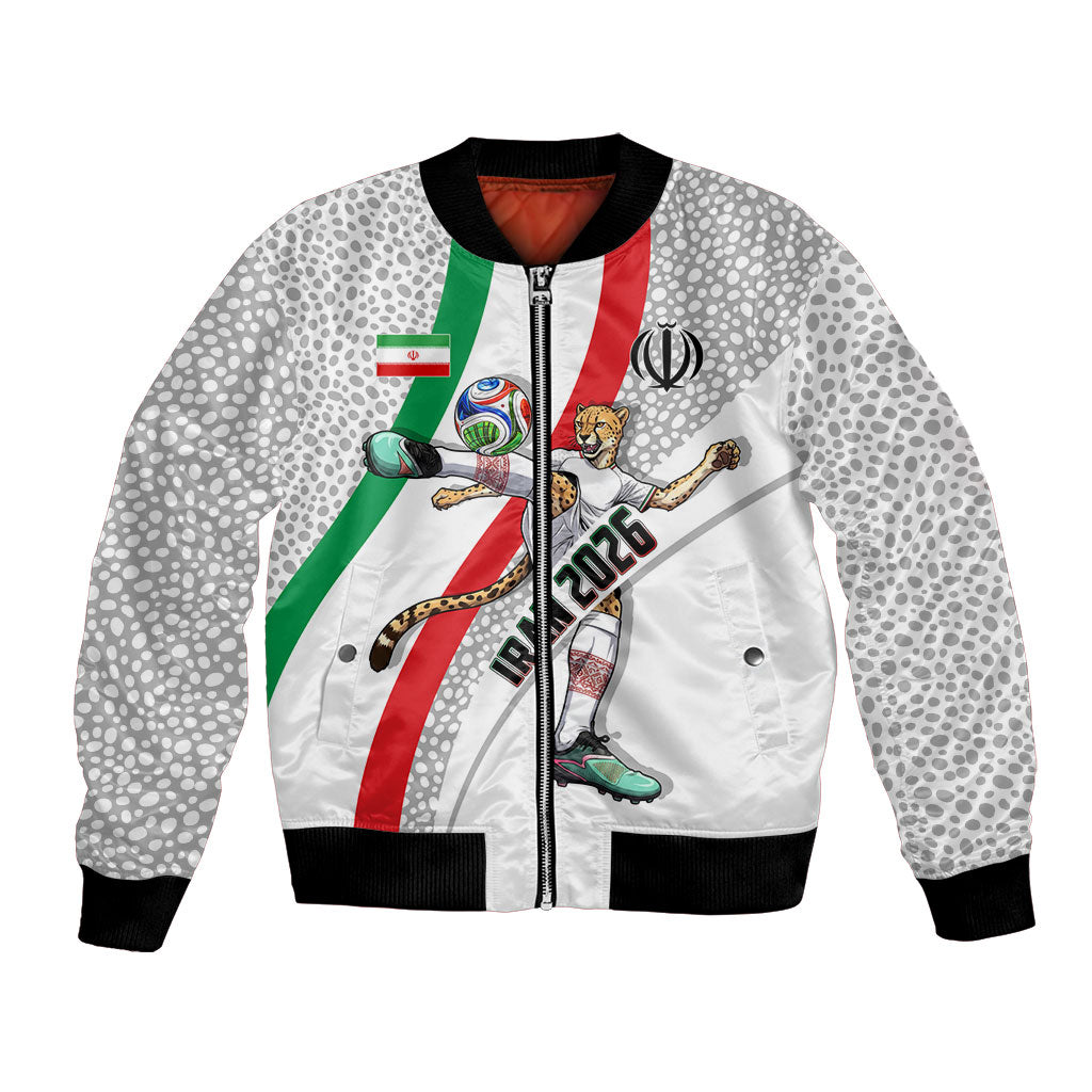 Personalized Iran Football Cheetah Bomber Jacket Persian Cheetah Graphic With Iranian Flag And Symbol