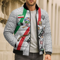 Personalized Iran Football Cheetah Bomber Puffer Jacket Persian Cheetah Graphic With Iranian Flag And Symbol