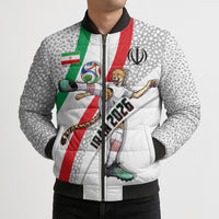 Personalized Iran Football Cheetah Bomber Puffer Jacket Persian Cheetah Graphic With Iranian Flag And Symbol