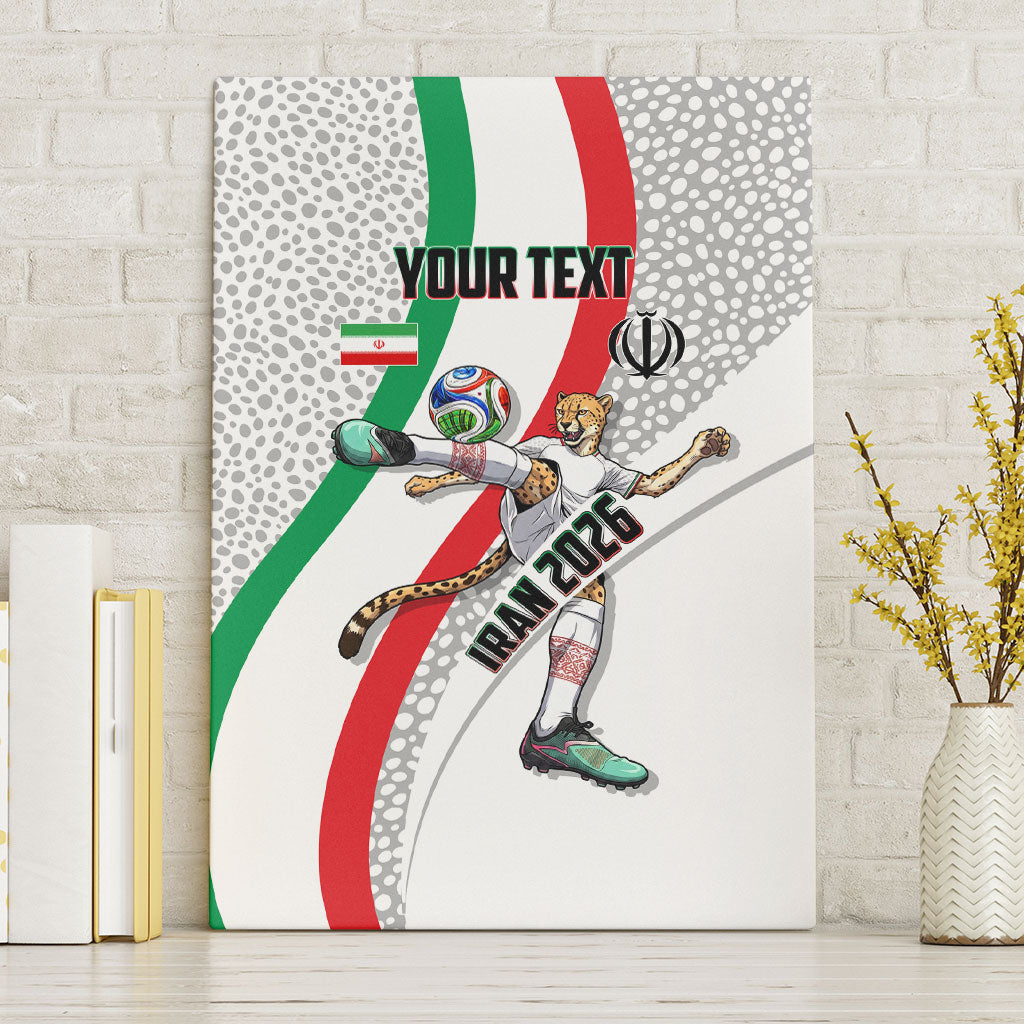 Personalized Iran Football Cheetah Canvas Wall Art Persian Cheetah Graphic With Iranian Flag And Symbol