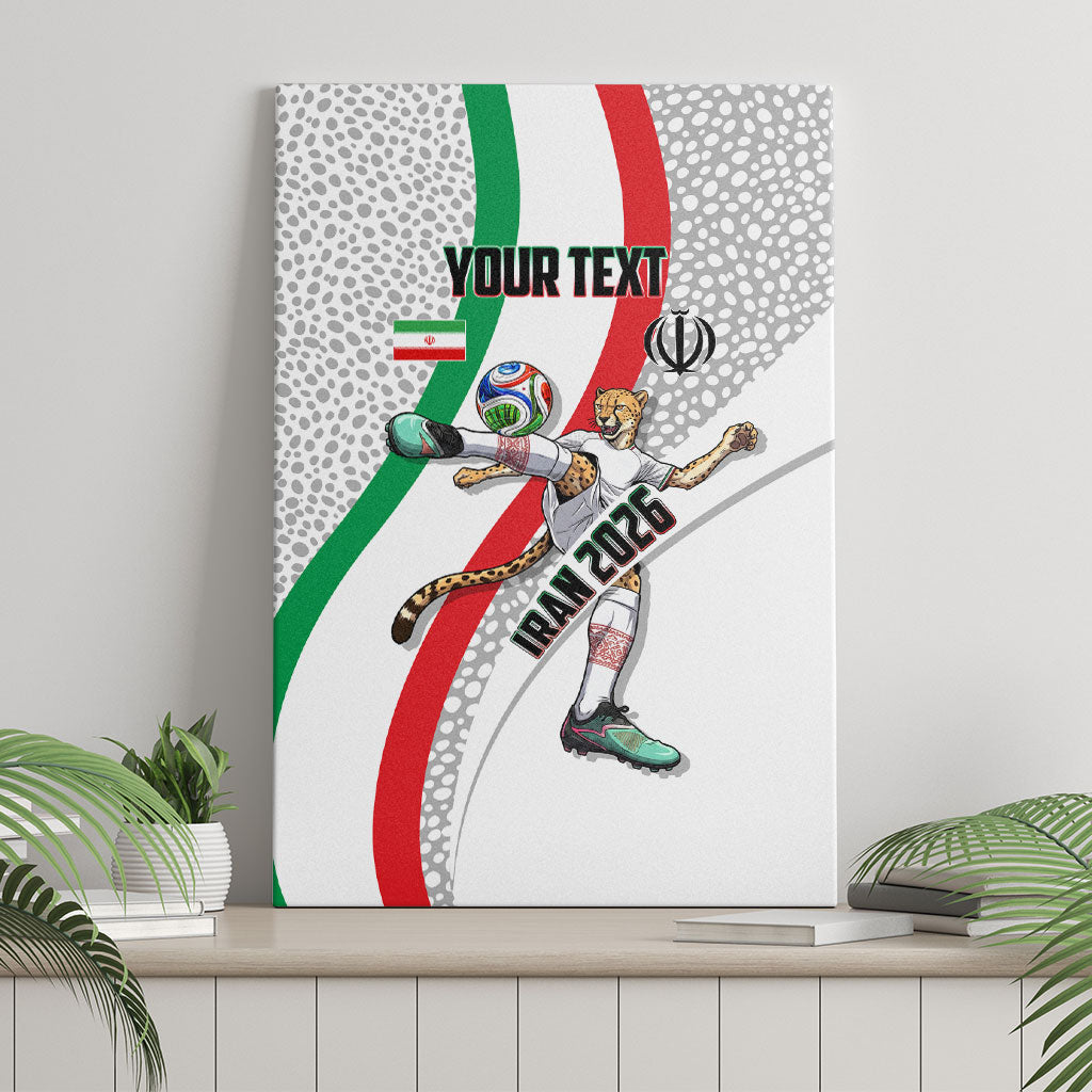 Personalized Iran Football Cheetah Canvas Wall Art Persian Cheetah Graphic With Iranian Flag And Symbol