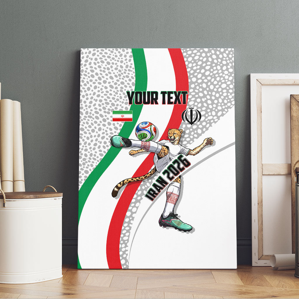 Personalized Iran Football Cheetah Canvas Wall Art Persian Cheetah Graphic With Iranian Flag And Symbol
