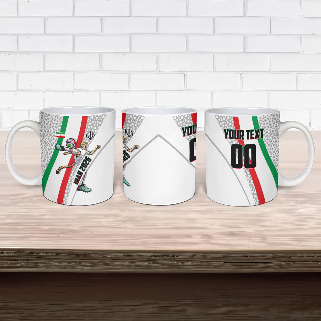 Personalized Iran Football Cheetah Ceramic Mug Persian Cheetah Graphic With Iranian Flag And Symbol