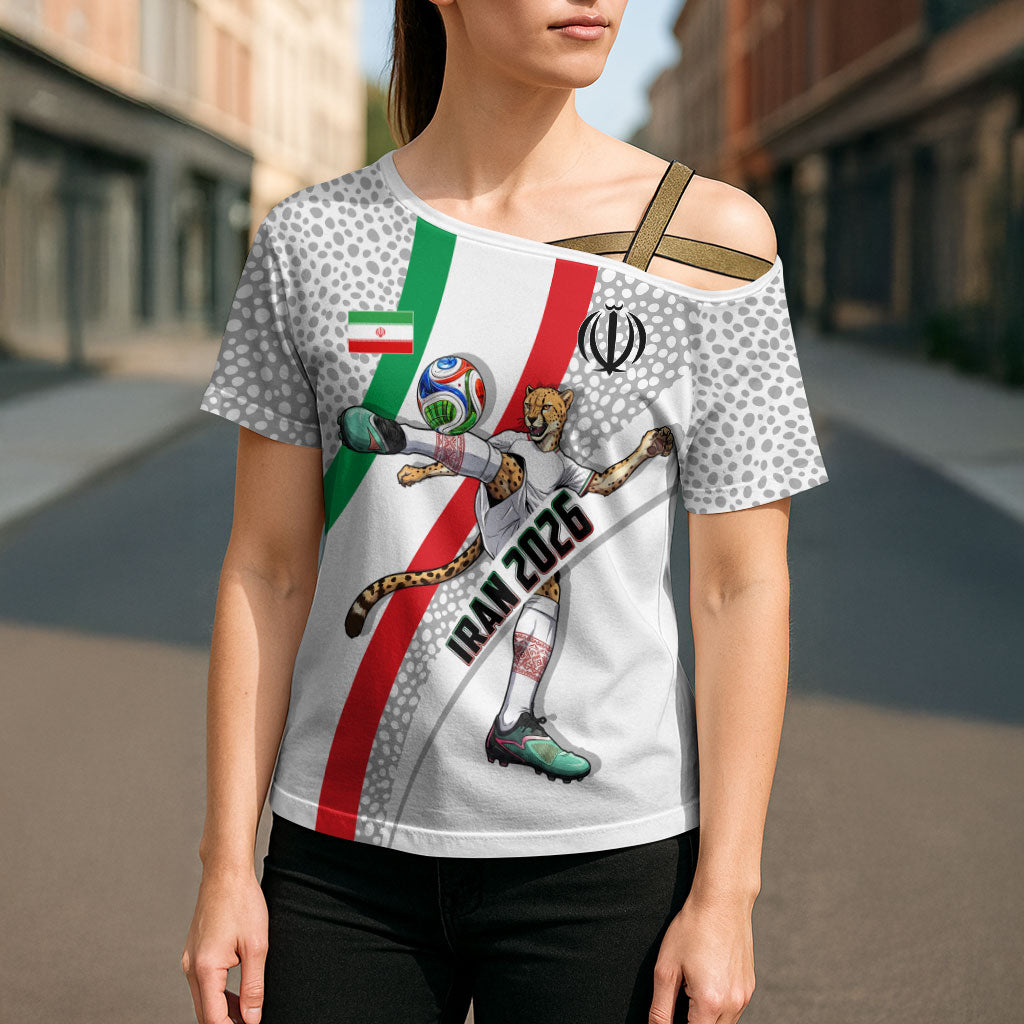 Personalized Iran Football Cheetah Cross Shoulder Shirt Persian Cheetah Graphic With Iranian Flag And Symbol