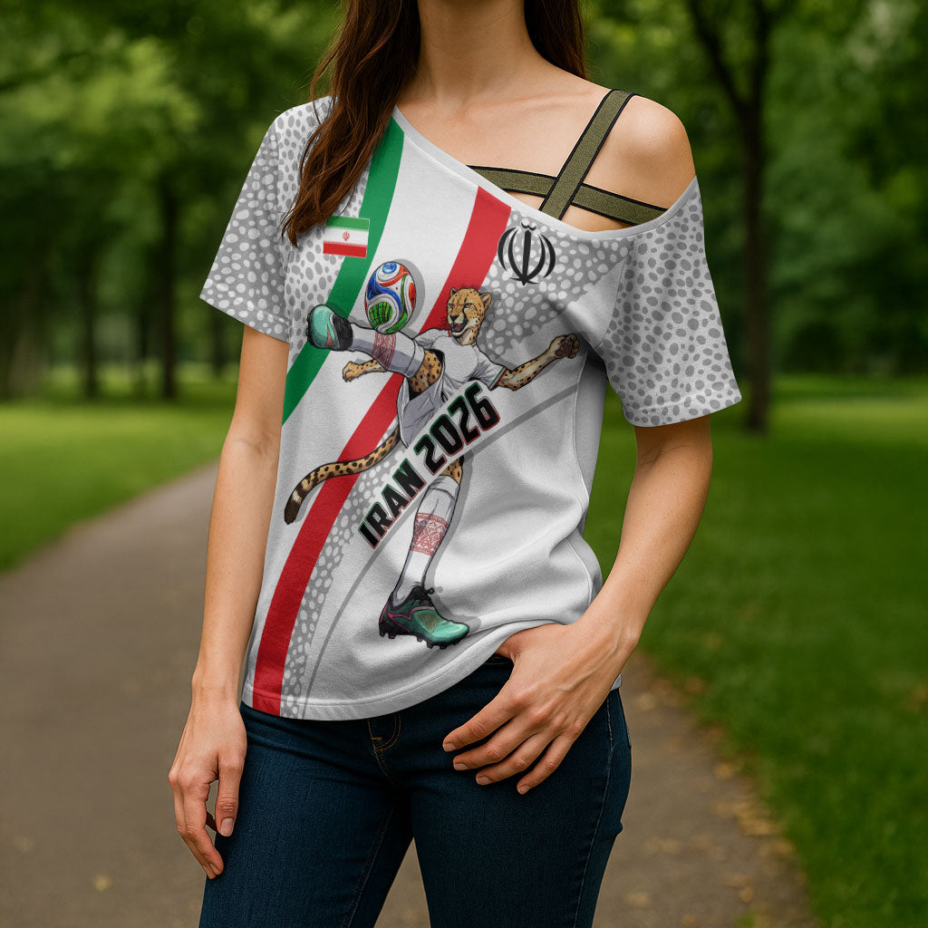 Personalized Iran Football Cheetah Cross Shoulder Shirt Persian Cheetah Graphic With Iranian Flag And Symbol