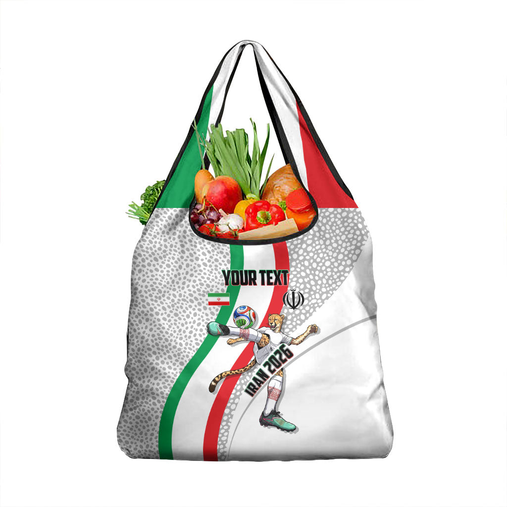 Personalized Iran Football Cheetah Grocery Bag Persian Cheetah Graphic With Iranian Flag And Symbol