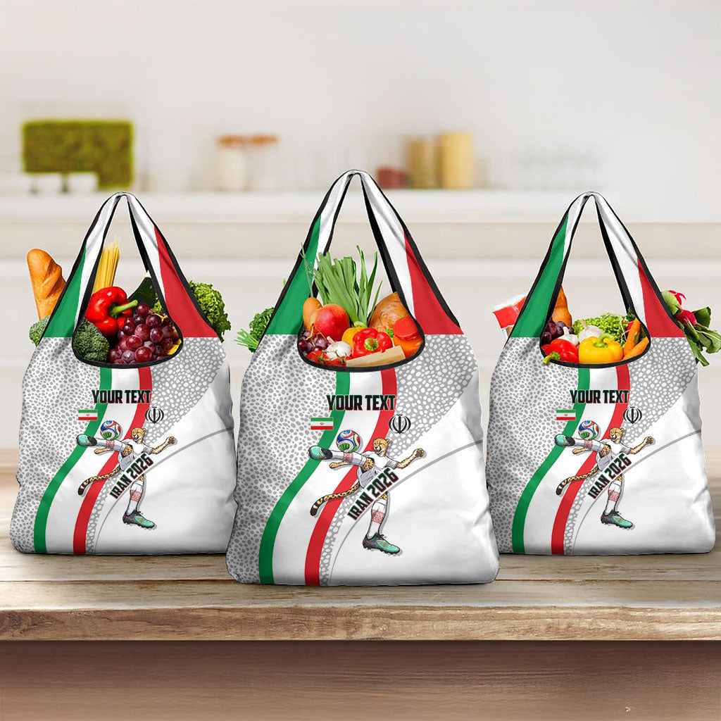 Personalized Iran Football Cheetah Grocery Bag Persian Cheetah Graphic With Iranian Flag And Symbol