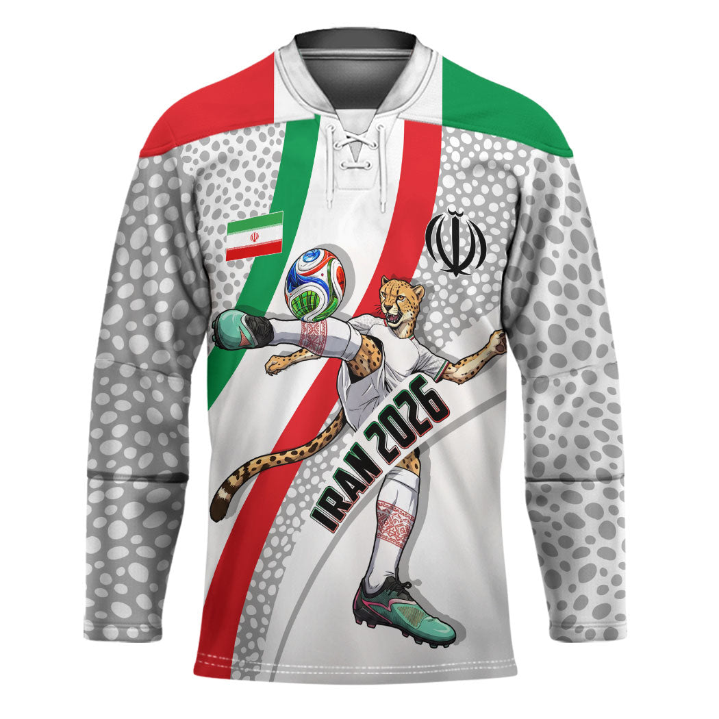 Personalized Iran Football Cheetah Hockey Jersey Persian Cheetah Graphic With Iranian Flag And Symbol