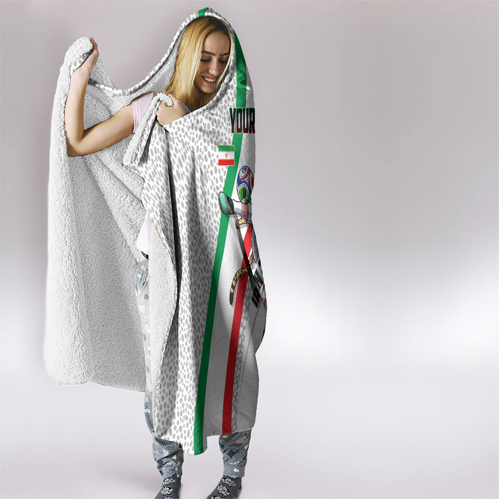Personalized Iran Football Cheetah Hooded Blanket Persian Cheetah Graphic With Iranian Flag And Symbol