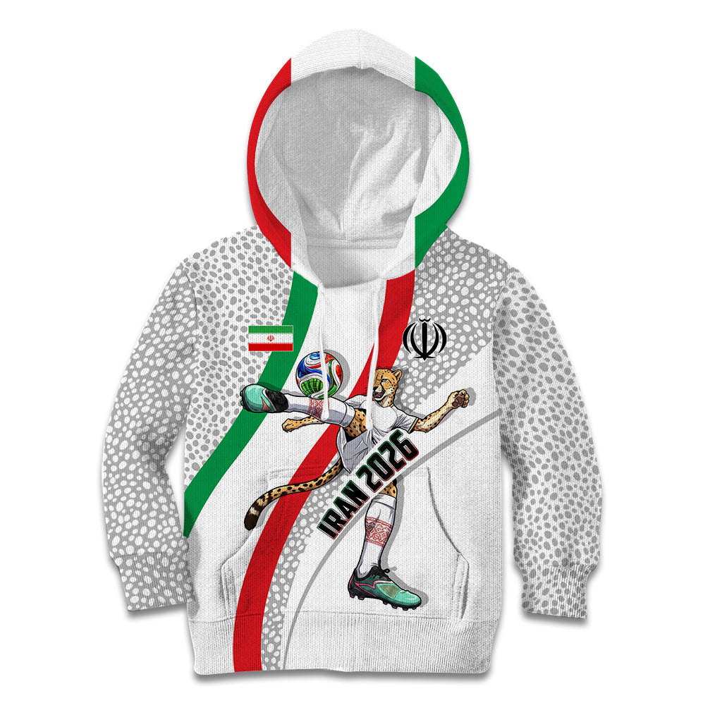 Personalized Iran Football Cheetah Kid Hoodie Persian Cheetah Graphic With Iranian Flag And Symbol
