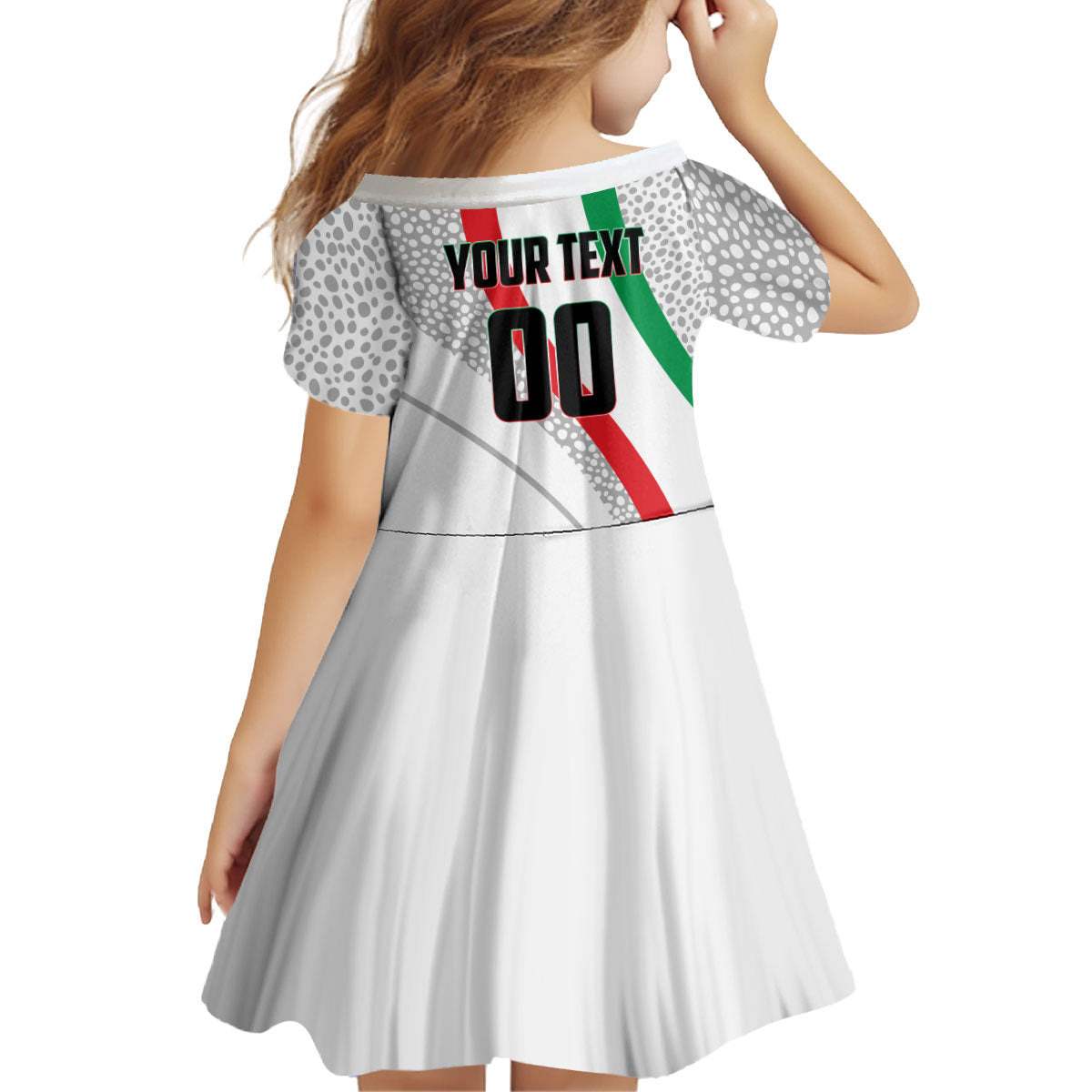 Personalized Iran Football Cheetah Kid Short Sleeve Dress Persian Cheetah Graphic With Iranian Flag And Symbol