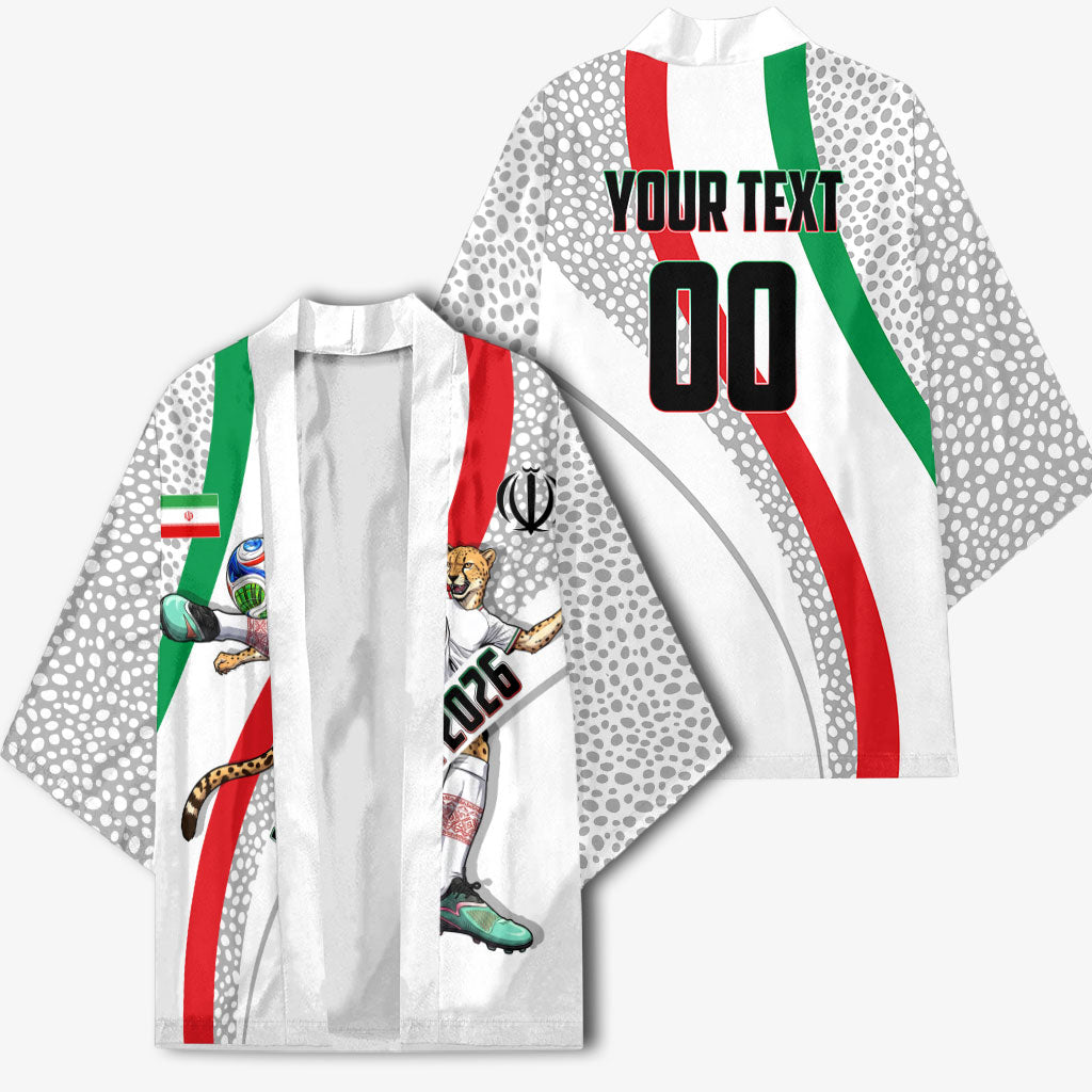 Personalized Iran Football Cheetah Kimono Persian Cheetah Graphic With Iranian Flag And Symbol
