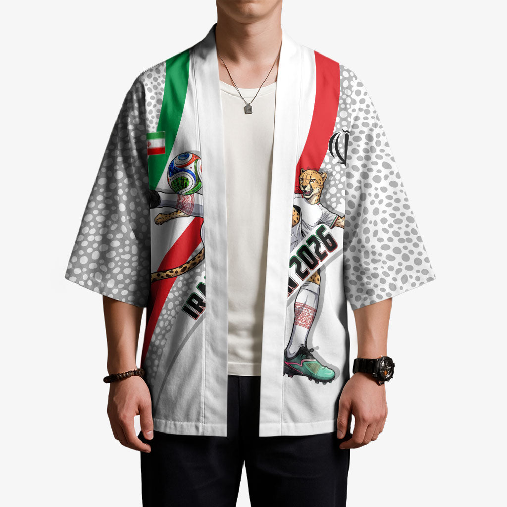 Personalized Iran Football Cheetah Kimono Persian Cheetah Graphic With Iranian Flag And Symbol