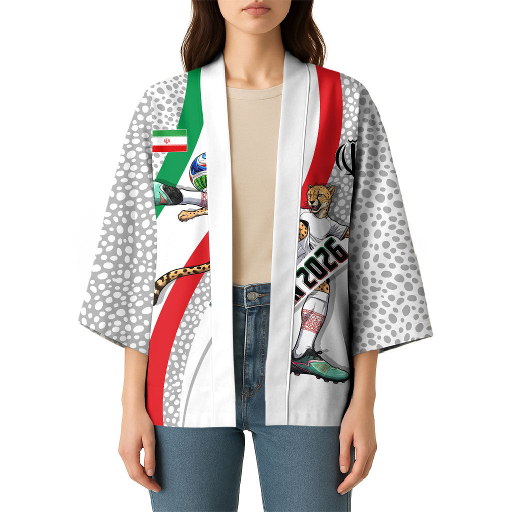 Personalized Iran Football Cheetah Kimono Persian Cheetah Graphic With Iranian Flag And Symbol