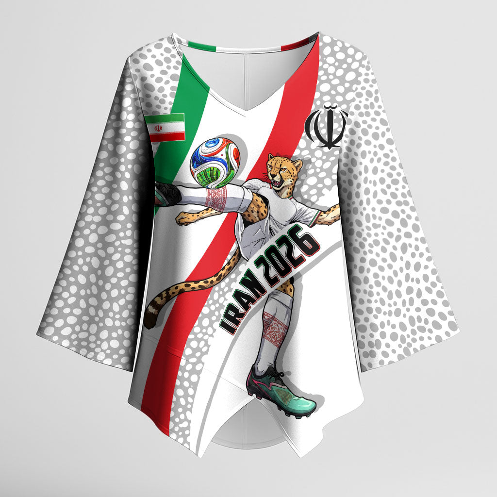 Personalized Iran Football Cheetah Kimono Sleeve Blouse Persian Cheetah Graphic With Iranian Flag And Symbol