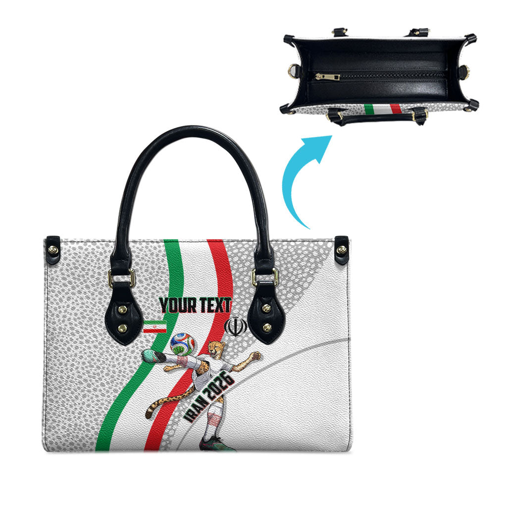 Personalized Iran Football Cheetah Leather Bag Persian Cheetah Graphic With Iranian Flag And Symbol