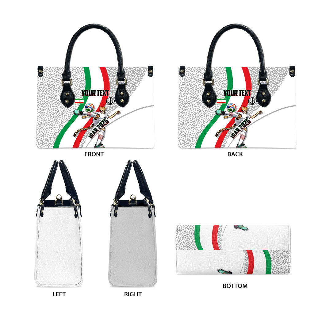 Personalized Iran Football Cheetah Leather Bag Persian Cheetah Graphic With Iranian Flag And Symbol