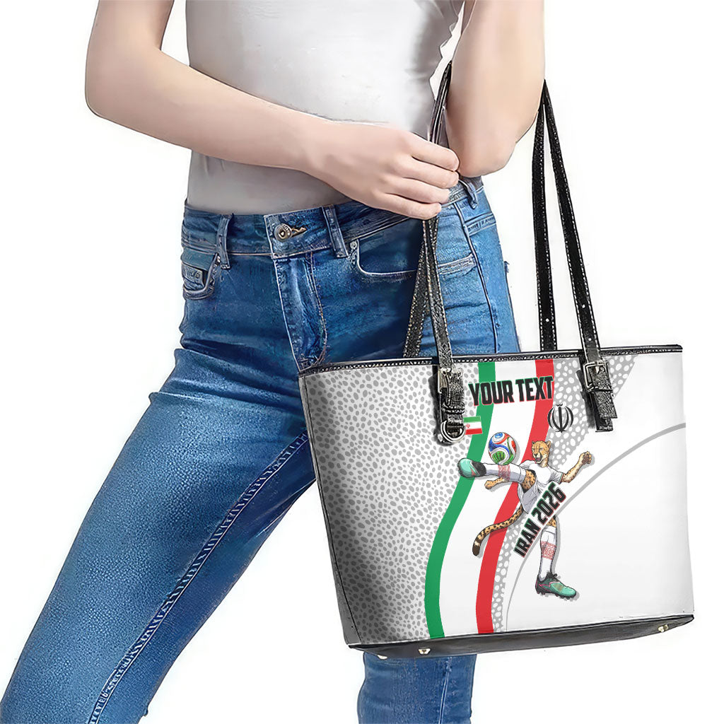 Personalized Iran Football Cheetah Leather Tote Bag Persian Cheetah Graphic With Iranian Flag And Symbol