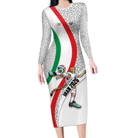 Personalized Iran Football Cheetah Long Sleeve Bodycon Dress Persian Cheetah Graphic With Iranian Flag And Symbol