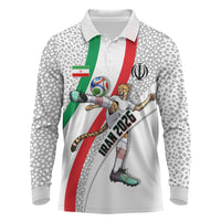 Personalized Iran Football Cheetah Long Sleeve Polo Shirt Persian Cheetah Graphic With Iranian Flag And Symbol