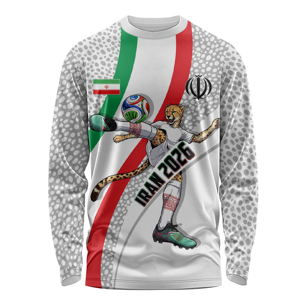 Personalized Iran Football Cheetah Long Sleeve Shirt Persian Cheetah Graphic With Iranian Flag And Symbol
