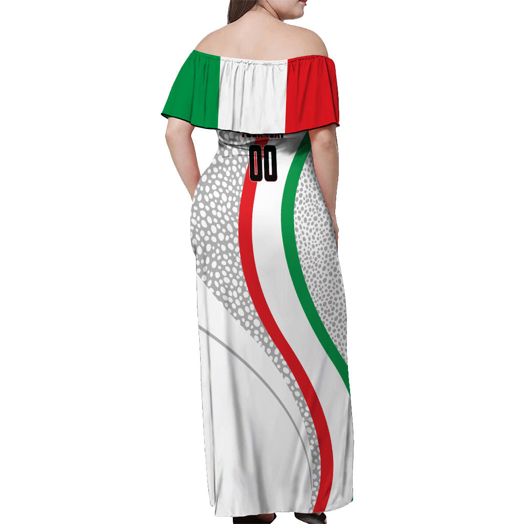 Personalized Iran Football Cheetah Off Shoulder Maxi Dress Persian Cheetah Graphic With Iranian Flag And Symbol