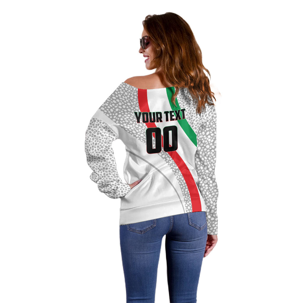 Personalized Iran Football Cheetah Off Shoulder Sweater Persian Cheetah Graphic With Iranian Flag And Symbol