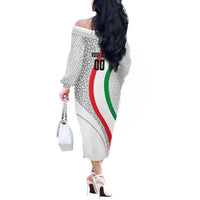 Personalized Iran Football Cheetah Off The Shoulder Long Sleeve Dress Persian Cheetah Graphic With Iranian Flag And Symbol