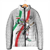 Personalized Iran Football Cheetah Padded Jacket Persian Cheetah Graphic With Iranian Flag And Symbol