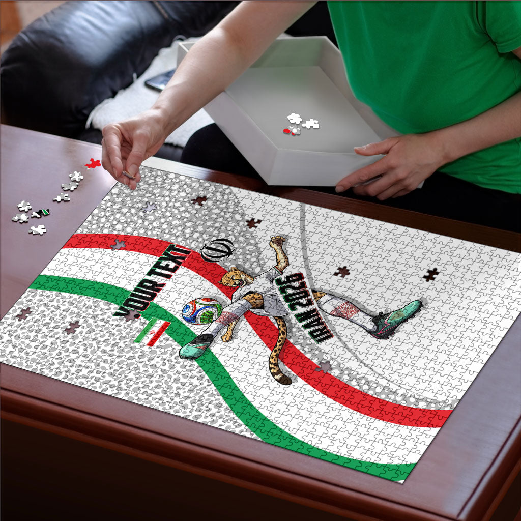 Personalized Iran Football Cheetah Puzzle Persian Cheetah Graphic With Iranian Flag And Symbol