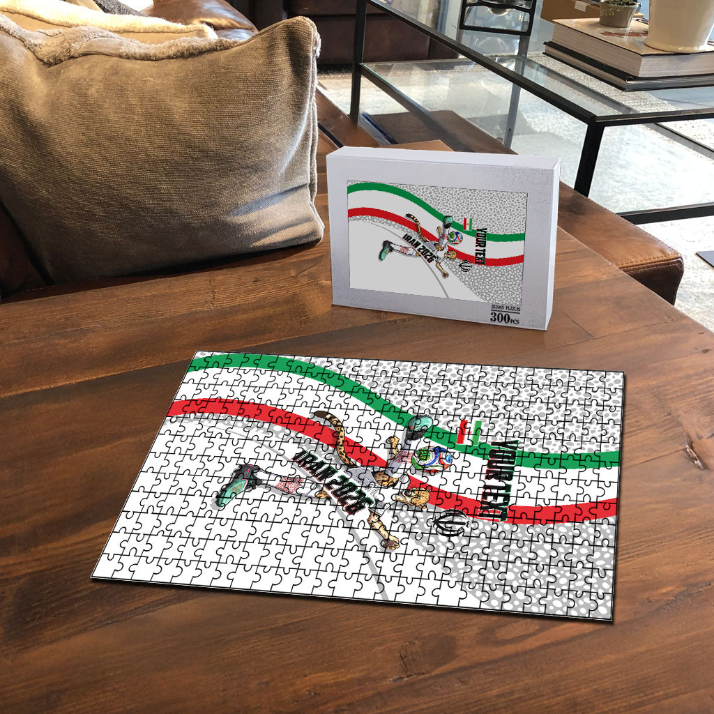 Personalized Iran Football Cheetah Puzzle Persian Cheetah Graphic With Iranian Flag And Symbol