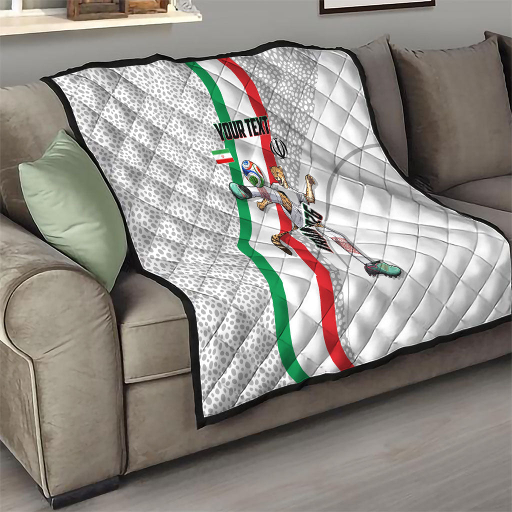 Personalized Iran Football Cheetah Quilt Persian Cheetah Graphic With Iranian Flag And Symbol