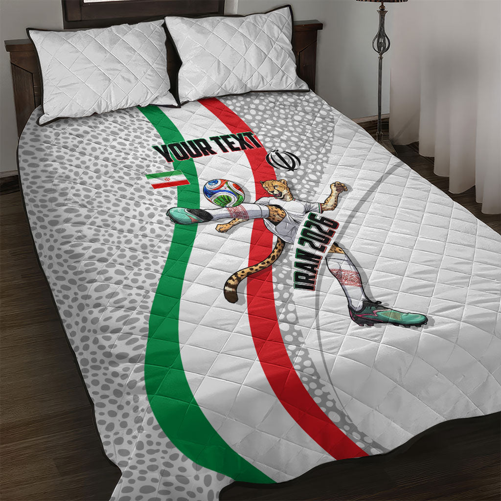 Personalized Iran Football Cheetah Quilt Bed Set Persian Cheetah Graphic With Iranian Flag And Symbol