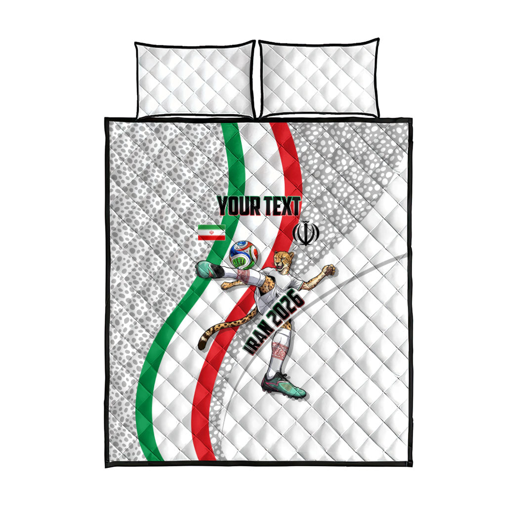 Personalized Iran Football Cheetah Quilt Bed Set Persian Cheetah Graphic With Iranian Flag And Symbol