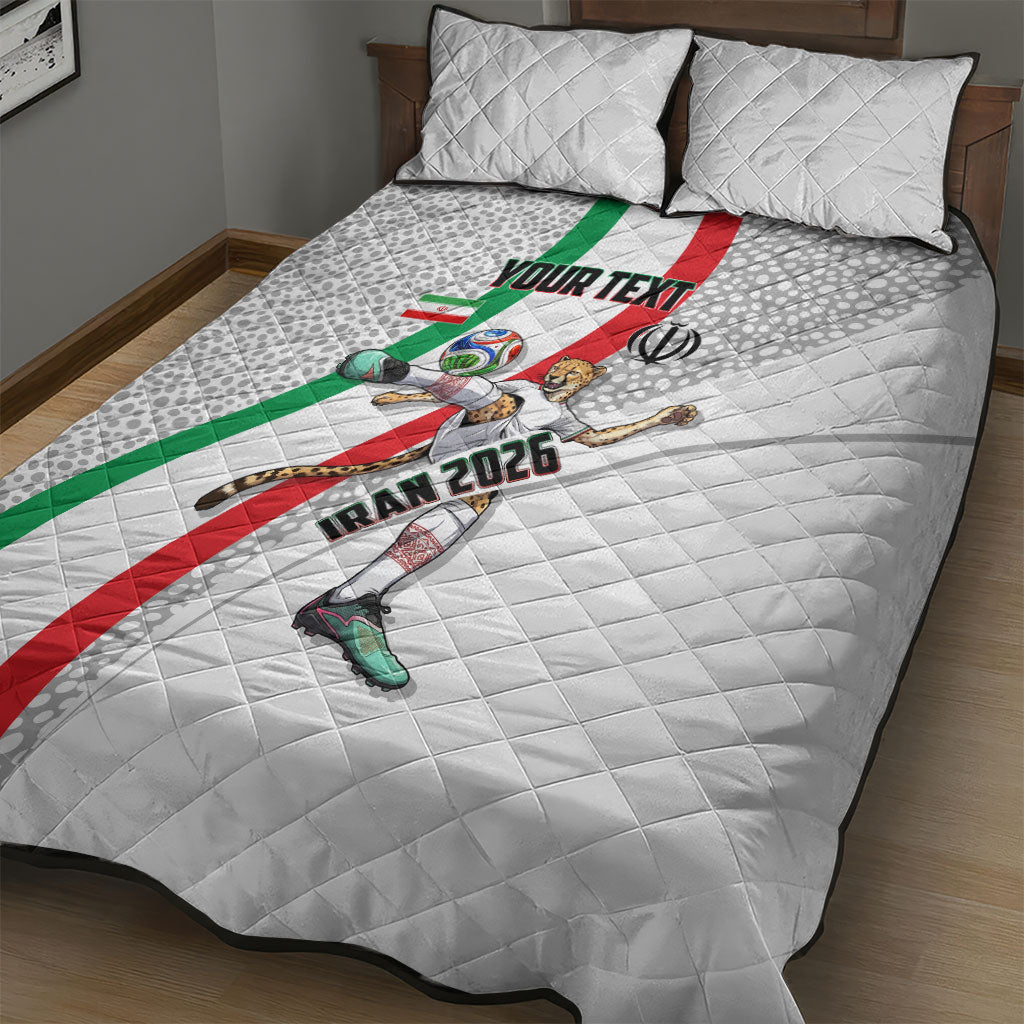Personalized Iran Football Cheetah Quilt Bed Set Persian Cheetah Graphic With Iranian Flag And Symbol