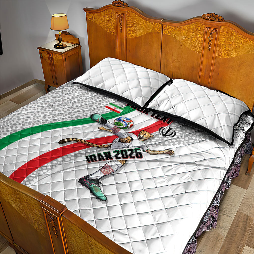 Personalized Iran Football Cheetah Quilt Bed Set Persian Cheetah Graphic With Iranian Flag And Symbol
