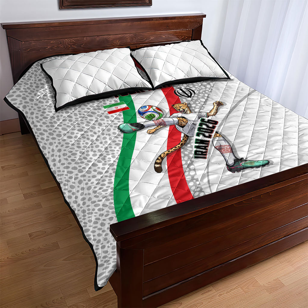 Personalized Iran Football Cheetah Quilt Bed Set Persian Cheetah Graphic With Iranian Flag And Symbol