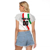 Personalized Iran Football Cheetah Raglan Cropped T Shirt Persian Cheetah Graphic With Iranian Flag And Symbol