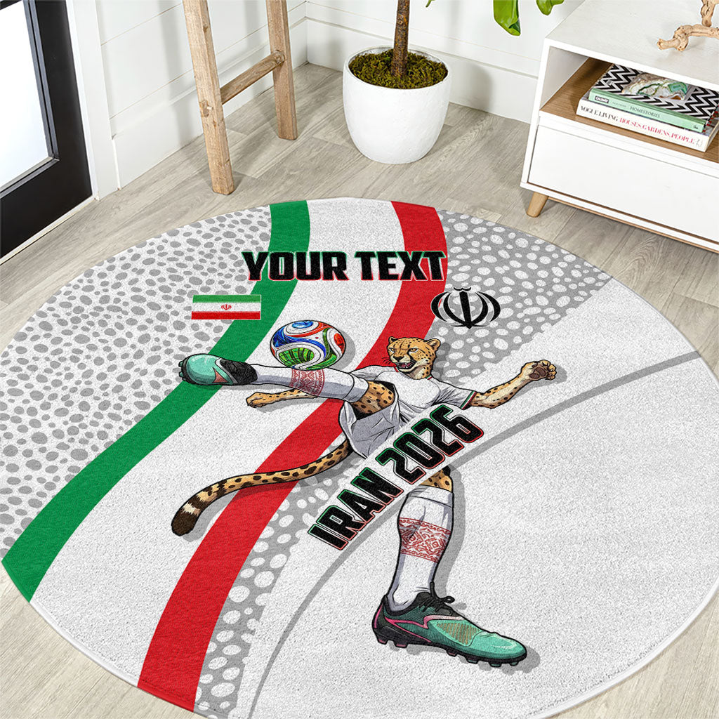 Personalized Iran Football Cheetah Round Carpet Persian Cheetah Graphic With Iranian Flag And Symbol