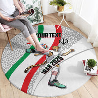 Personalized Iran Football Cheetah Round Carpet Persian Cheetah Graphic With Iranian Flag And Symbol