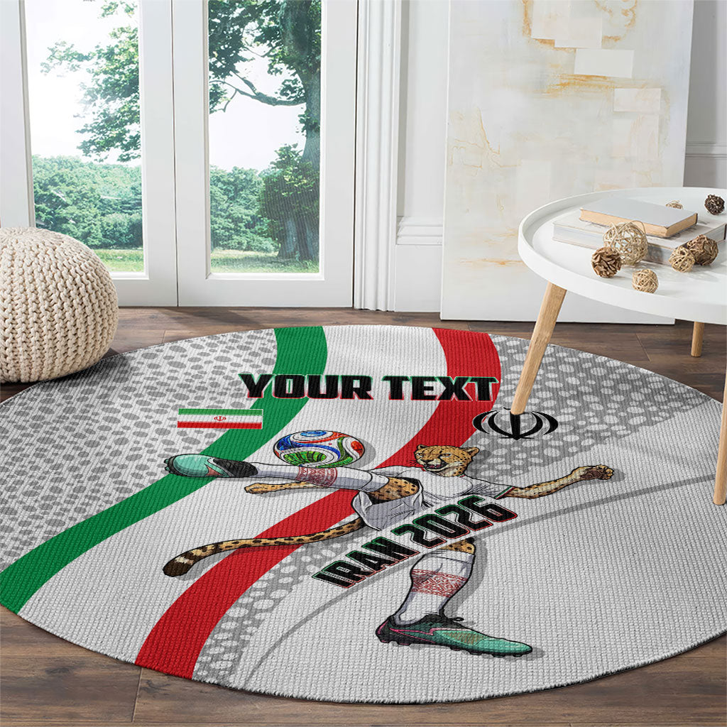 Personalized Iran Football Cheetah Round Carpet Persian Cheetah Graphic With Iranian Flag And Symbol